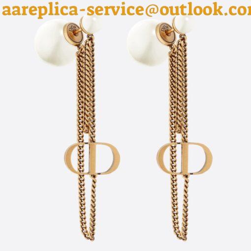 Replica Dior Tribales CD Earrings In Antique Gold-Finish Metal and Pearls