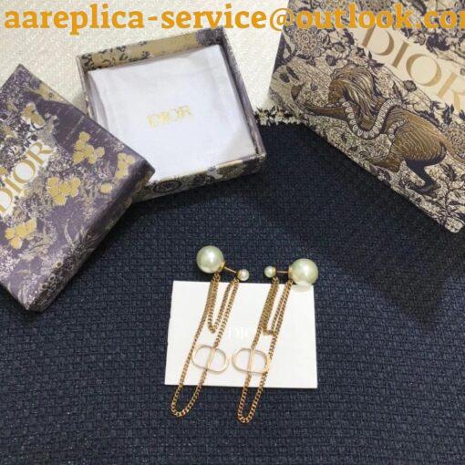 Replica Dior Tribales CD Earrings In Antique Gold-Finish Metal and Pearls 4