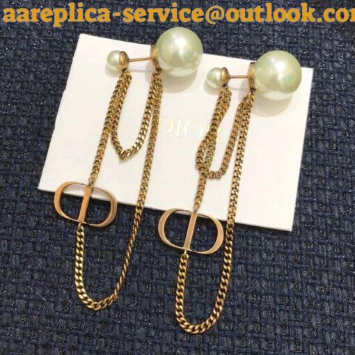 Replica Dior Tribales CD Earrings In Antique Gold-Finish Metal and Pearls 6