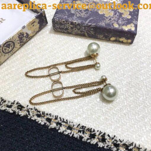 Replica Dior Tribales CD Earrings In Antique Gold-Finish Metal and Pearls 8