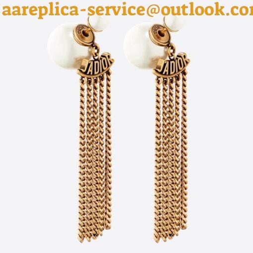 Replica Dior Tribales Chain Earrings In Antique Gold-Finish Metal 3