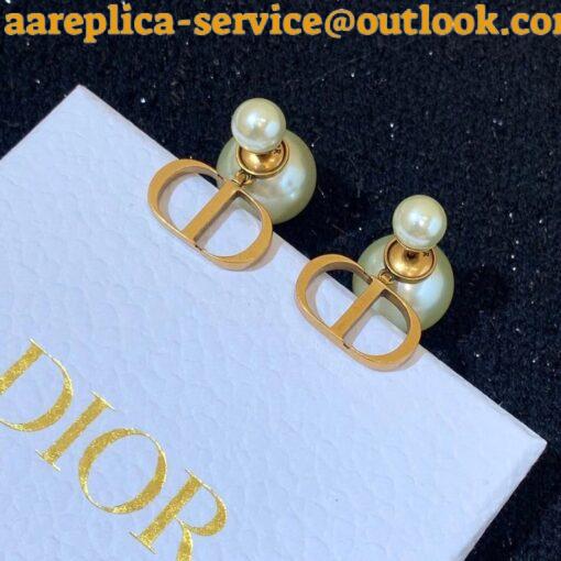 Replica Dior Tribales Earrings In Antique Gold-Finish Metal and White Resin Pearls 6