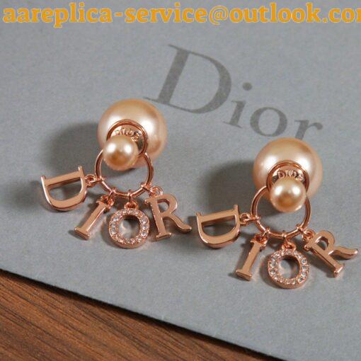 Replica Dior Tribales Earrings In Rose Gold Metal Pearls and Crystals 3