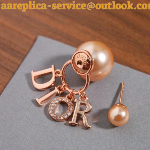 Replica Dior Tribales Earrings In Rose Gold Metal Pearls and Crystals 4