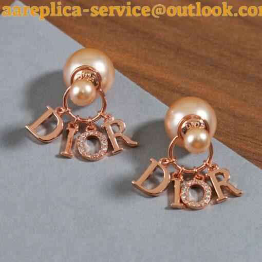 Replica Dior Tribales Earrings In Rose Gold Metal Pearls and Crystals 5