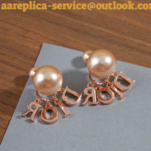 Replica Dior Tribales Earrings In Rose Gold Metal Pearls and Crystals 6