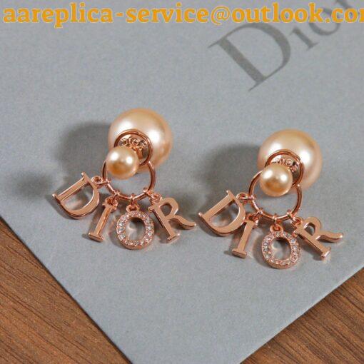 Replica Dior Tribales Earrings In Rose Gold Metal Pearls and Crystals 7