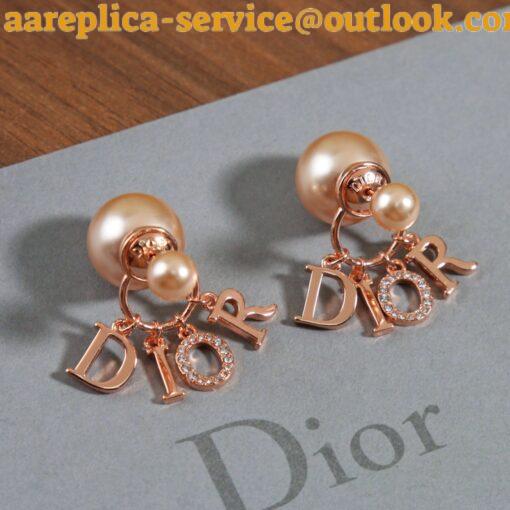 Replica Dior Tribales Earrings In Rose Gold Metal Pearls and Crystals 8