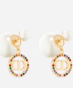 Replica Dior Tribales Earrings in Metal and White Pearls and Multicolor Crystals