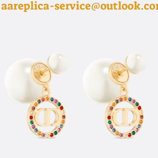 Replica Dior Tribales Earrings in Metal and White Pearls and Multicolor Crystals