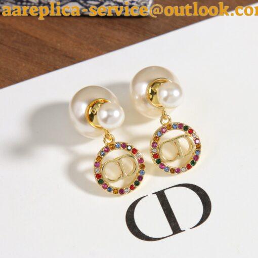 Replica Dior Tribales Earrings in Metal and White Pearls and Multicolor Crystals 25