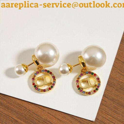 Replica Dior Tribales Earrings in Metal and White Pearls and Multicolor Crystals 27