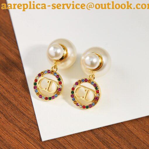 Replica Dior Tribales Earrings in Metal and White Pearls and Multicolor Crystals 28