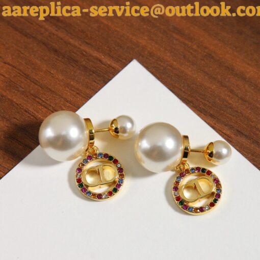 Replica Dior Tribales Earrings in Metal and White Pearls and Multicolor Crystals 30