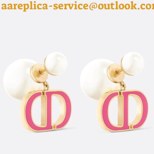 Replica Dior Tribales Earrings in Metal and White Pearls with Rani Pink Lacquer