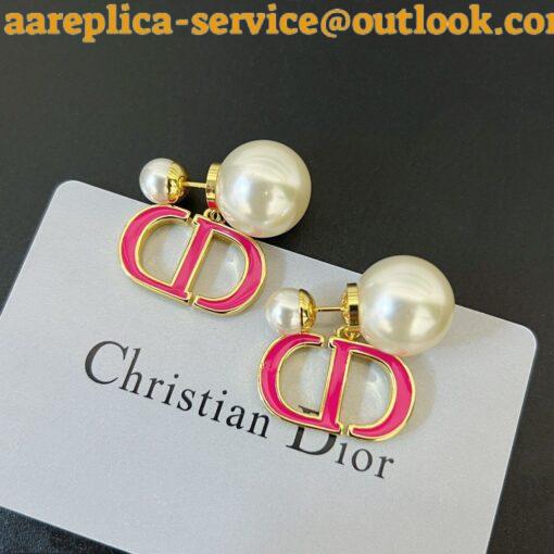 Replica Dior Tribales Earrings in Metal and White Pearls with Rani Pink Lacquer 3