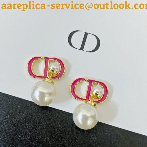 Replica Dior Tribales Earrings in Metal and White Pearls with Rani Pink Lacquer 4