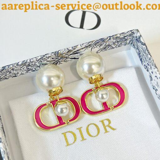 Replica Dior Tribales Earrings in Metal and White Pearls with Rani Pink Lacquer 5