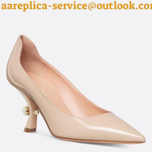 Replica Dior Tribales Pumps Slingback 80mm in Nude Patent Calfskin 12