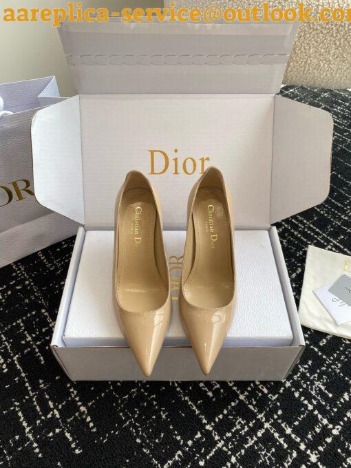 Replica Dior Tribales Pumps Slingback 80mm in Nude Patent Calfskin 18