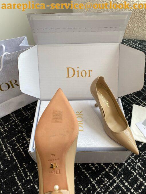 Replica Dior Tribales Pumps Slingback 80mm in Nude Patent Calfskin 19