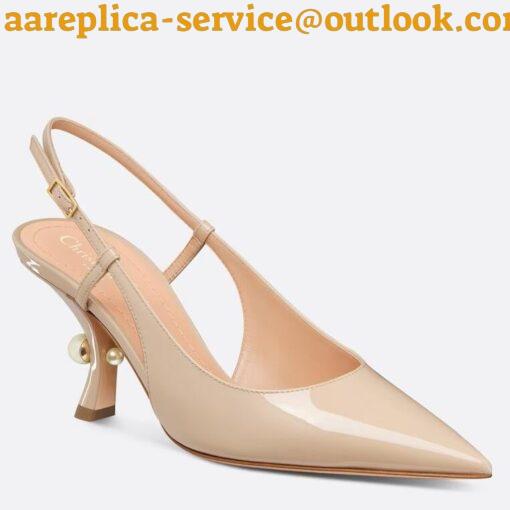 Replica Dior Tribales Pumps Slingback 80mm in Nude Patent Calfskin 22