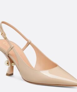 Replica Dior Tribales Pumps Slingback 80mm in Nude Patent Calfskin 2