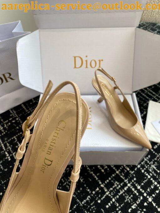 Replica Dior Tribales Pumps Slingback 80mm in Nude Patent Calfskin 24