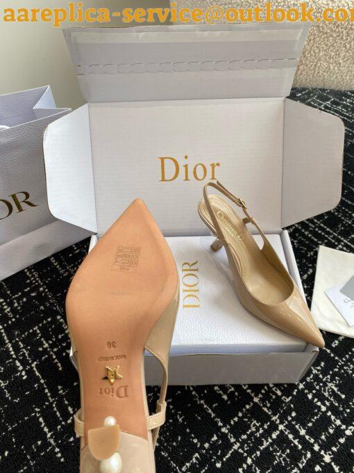 Replica Dior Tribales Pumps Slingback 80mm in Nude Patent Calfskin 26