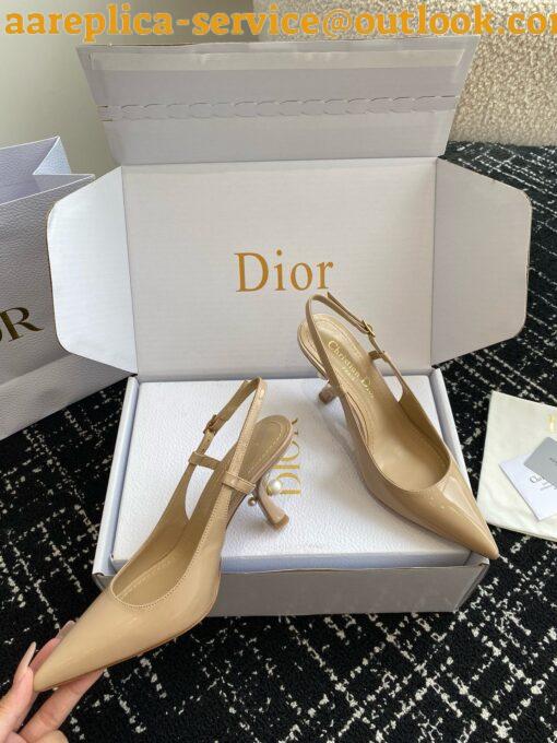 Replica Dior Tribales Pumps Slingback 80mm in Nude Patent Calfskin 29