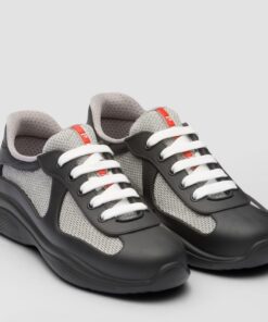 Replica Prada America’s Cup Sneakers in Black Rubber and Bike Fabric