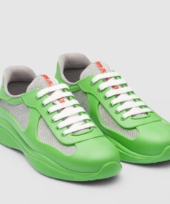 Replica Prada America’s Cup Sneakers in Green Rubber and Bike Fabric