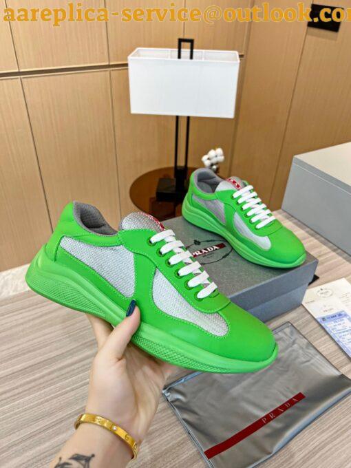 Replica Prada America’s Cup Sneakers in Green Rubber and Bike Fabric 3