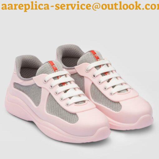 Replica Prada America’s Cup Sneakers in Pink Rubber and Bike Fabric