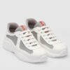 Replica Prada Downtown Sneakers in White and Red Calfskin 11