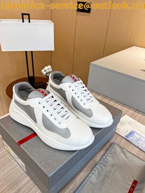 Replica Prada America’s Cup Sneakers in White Rubber and Bike Fabric 8