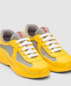 Replica Prada America’s Cup Sneakers in Yellow Rubber and Bike Fabric