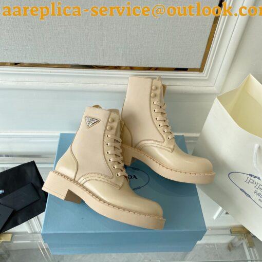 Replica Prada Ankle Boots in Beige Brushed Leather and Re-Nylon 3