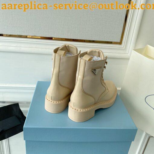 Replica Prada Ankle Boots in Beige Brushed Leather and Re-Nylon 4