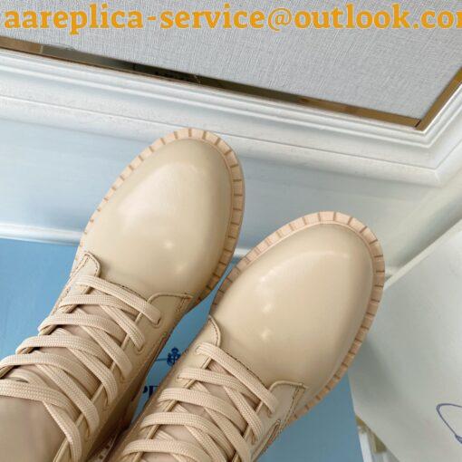 Replica Prada Ankle Boots in Beige Brushed Leather and Re-Nylon 8