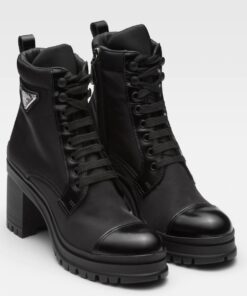 Replica Prada Ankle Boots in Black Brushed Leather and Re-Nylon 2