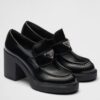 Replica Prada Women’s Monolith Loafers In Black Brushed Leather 29