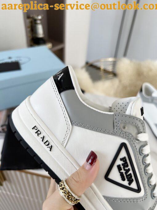 Replica Prada District Sneakers in White and Grey Calfskin 6