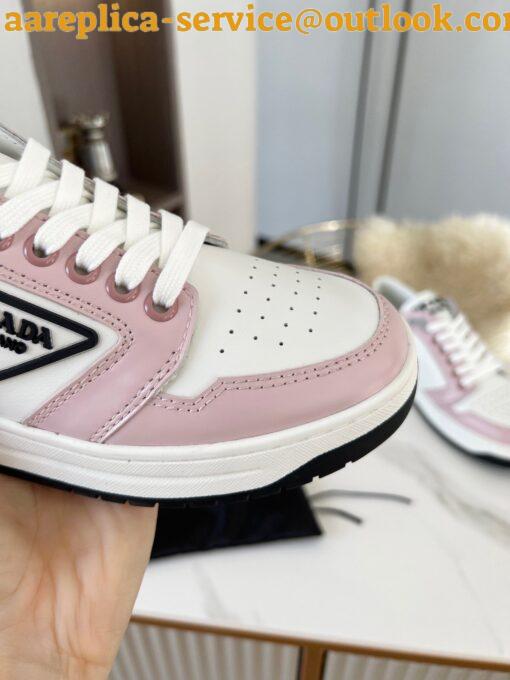 Replica Prada District Sneakers in White and Pink Calfskin 8