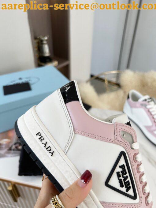 Replica Prada District Sneakers in White and Pink Calfskin 10