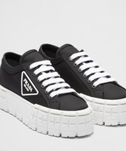 Replica Prada Double Wheel Sneakers In Black Nylon Gabardine