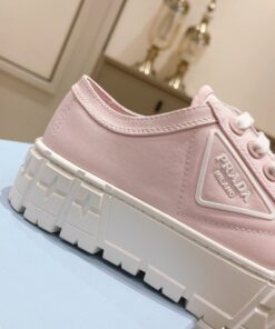 Replica Prada Double Wheel Sneakers In Pink Nylon Gabardine