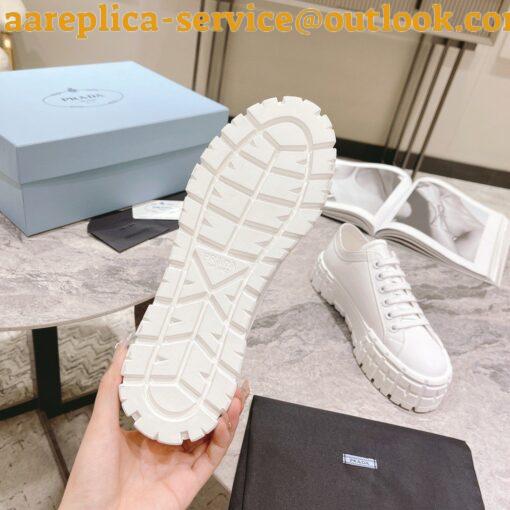 Replica Prada Double Wheel Sneakers In White Nylon Gabardine 3