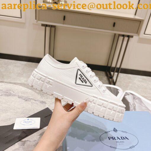 Replica Prada Double Wheel Sneakers In White Nylon Gabardine 5