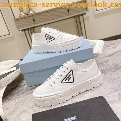 Replica Prada Double Wheel Sneakers In White Nylon Gabardine 6